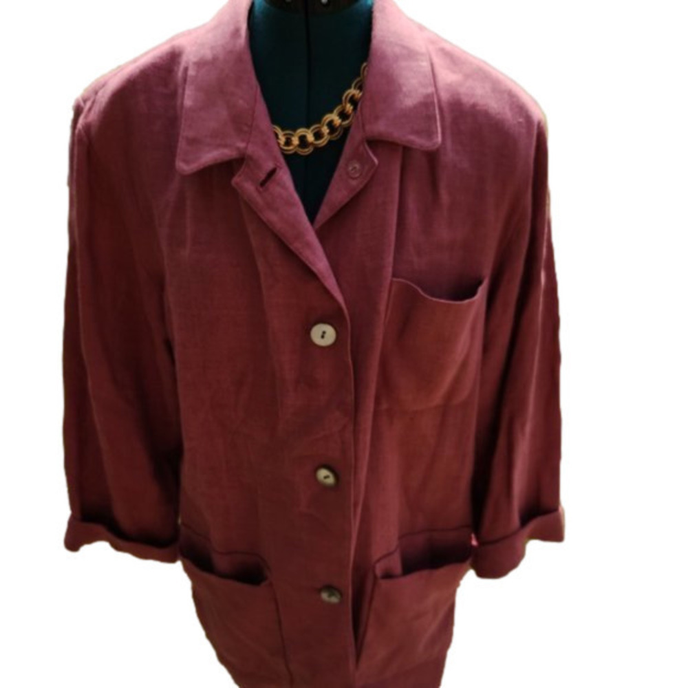 434. JH Collectables Dusty Rose 3/4 sleeve Linen Blazer |8